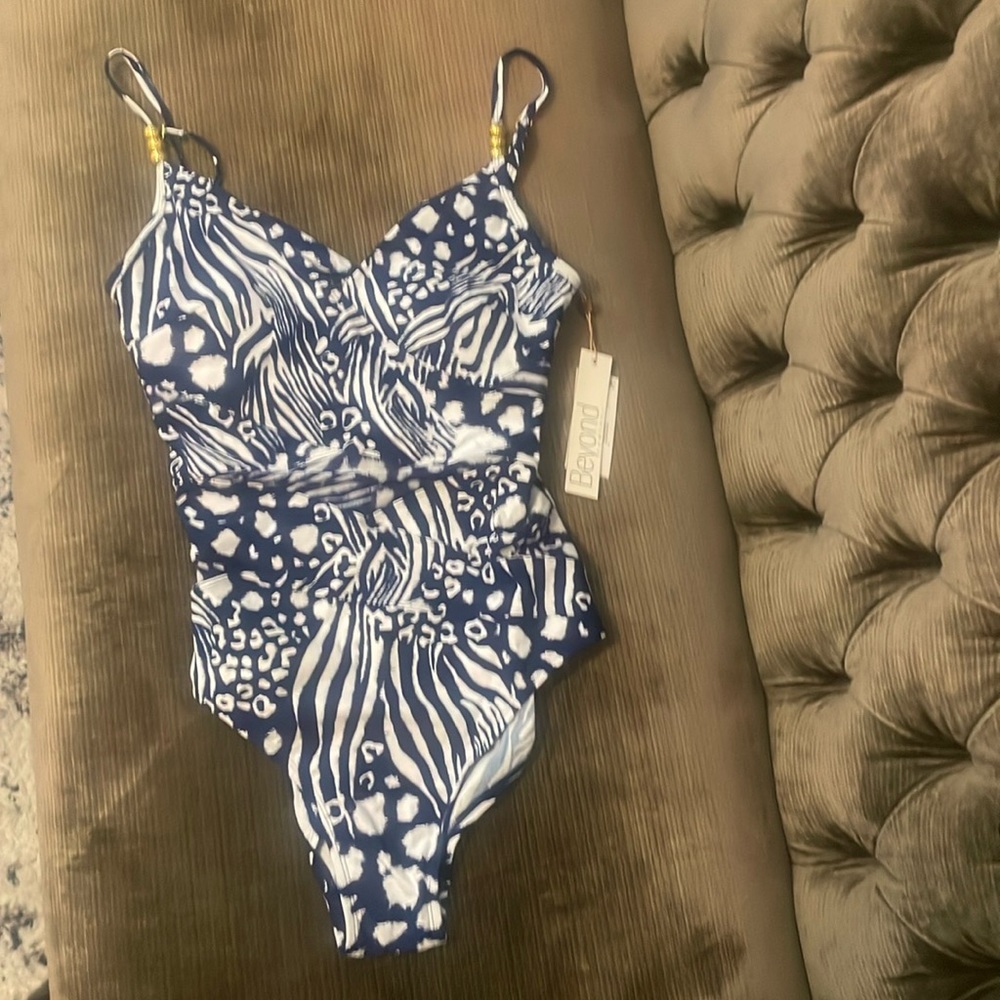NWT BEYOND CONTROL ONE PIECE SWIMSUIT NAVY BLUE